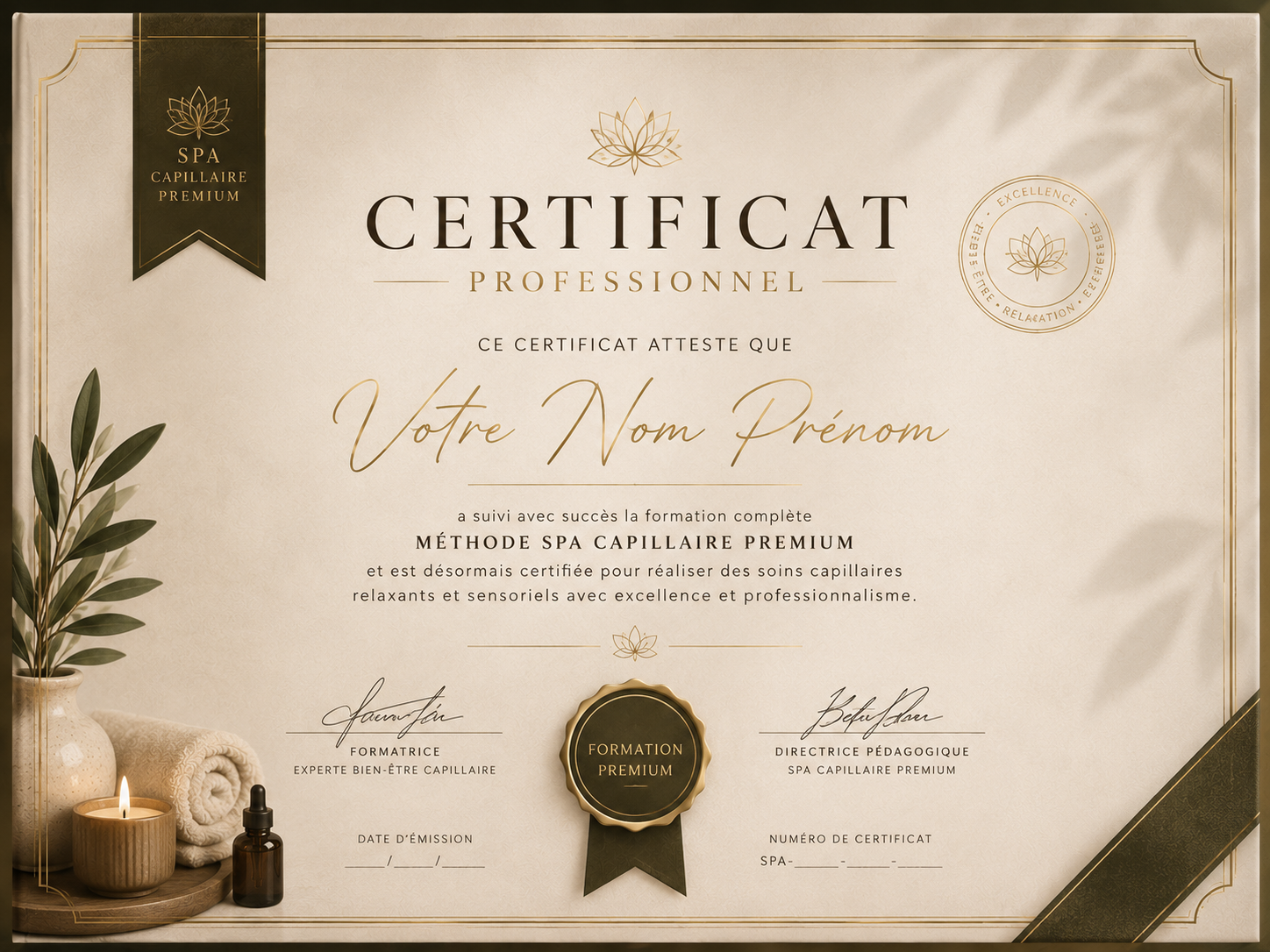 Certificat Head Spa Coréen